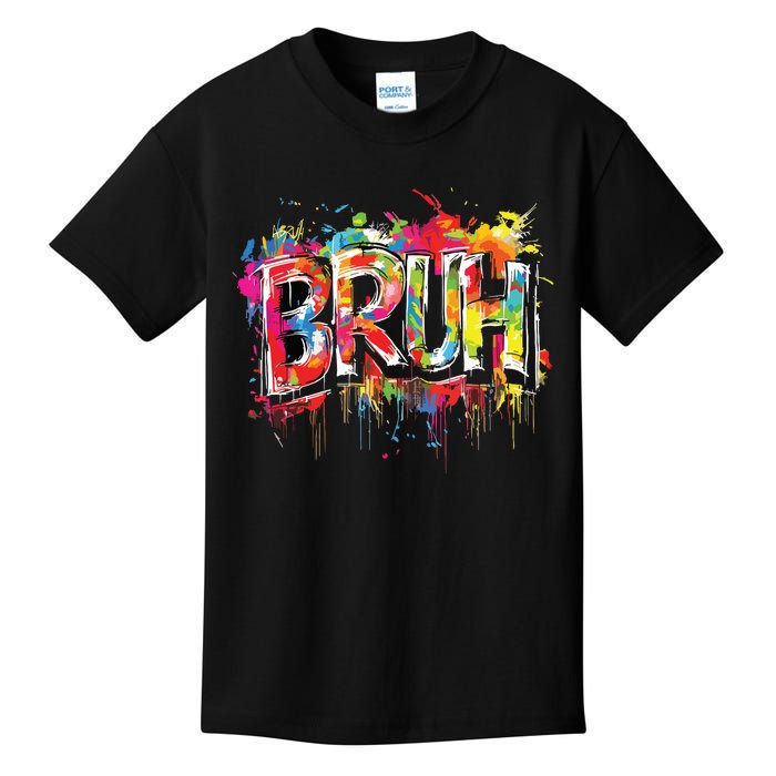 Bruh Meme Funny Saying Teens Graffiti Aesthetic Kids T-Shirt