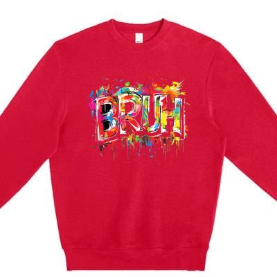 Bruh Meme Funny Saying Teens Graffiti Aesthetic Premium Crewneck Sweatshirt