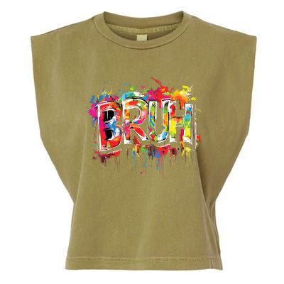 Bruh Meme Funny Saying Teens Graffiti Aesthetic Garment-Dyed Women's Muscle Tee