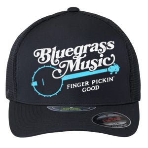 Bluegrass Music Finger Pickin Good Banjo Design Graphic Flexfit Unipanel Trucker Cap