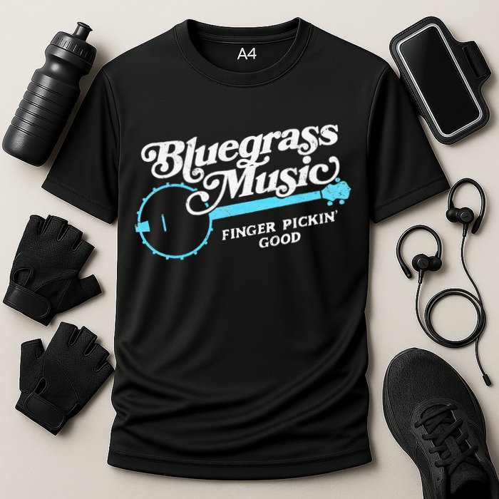 Bluegrass Music Finger Pickin Good Banjo Design Graphic Cooling Performance Crew T-Shirt