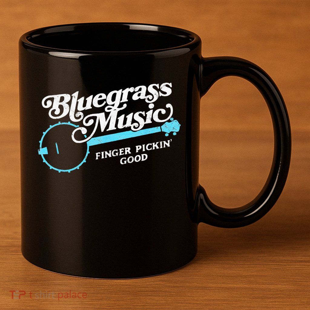 Bluegrass Music Finger Pickin Good Banjo Design Graphic 11oz C Handle Ceramic Mug