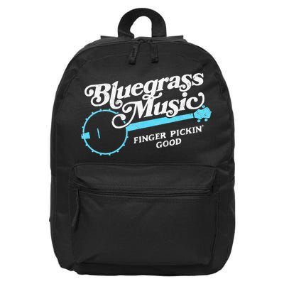 Bluegrass Music Finger Pickin Good Banjo Design Graphic 16 in Basic Backpack
