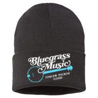 Bluegrass Music Finger Pickin Good Banjo Design Graphic Sustainable Knit Beanie