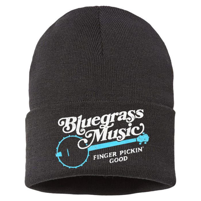 Bluegrass Music Finger Pickin Good Banjo Design Graphic Sustainable Knit Beanie