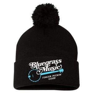 Bluegrass Music Finger Pickin Good Banjo Design Graphic Pom Pom 12in Knit Beanie