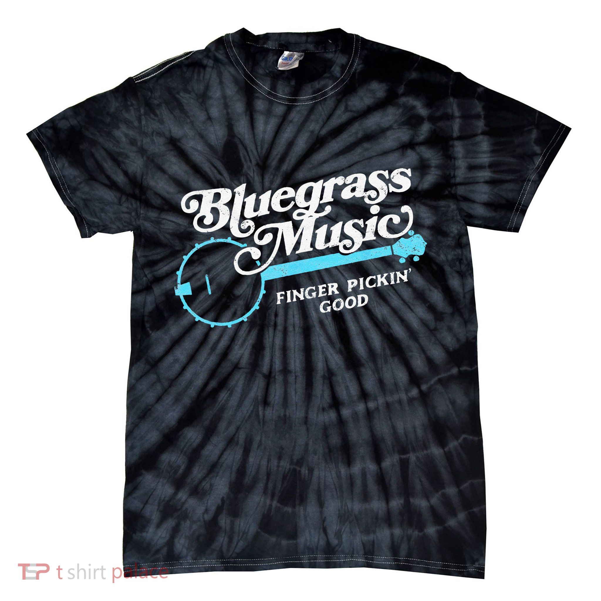 Bluegrass Music Finger Pickin Good Banjo Design Graphic Tie-Dye T-Shirt