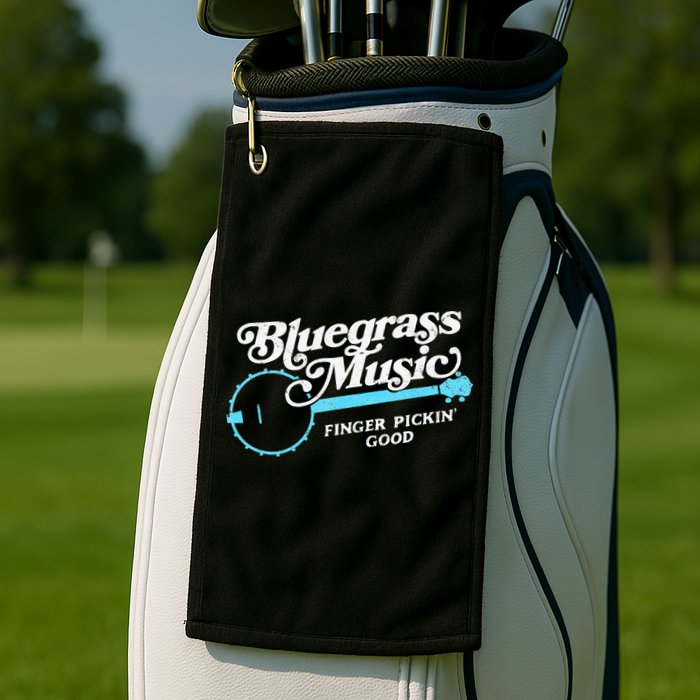 Bluegrass Music Finger Pickin Good Banjo Design Graphic Golf Towel