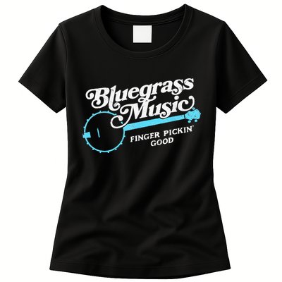 Bluegrass Music Finger Pickin Good Banjo Design Graphic Womens T-Shirt