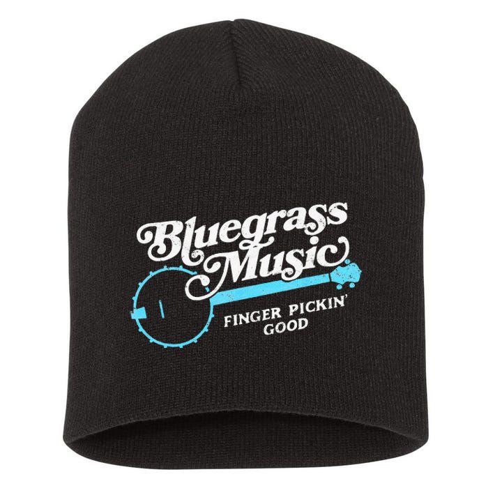 Bluegrass Music Finger Pickin Good Banjo Design Graphic Short Acrylic Beanie