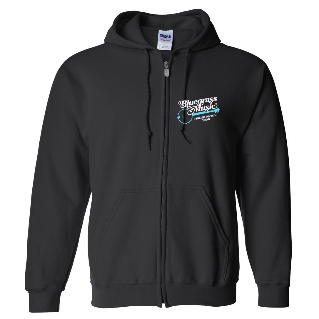 Bluegrass Music Finger Pickin Good Banjo Design Graphic Full Zip Hoodie