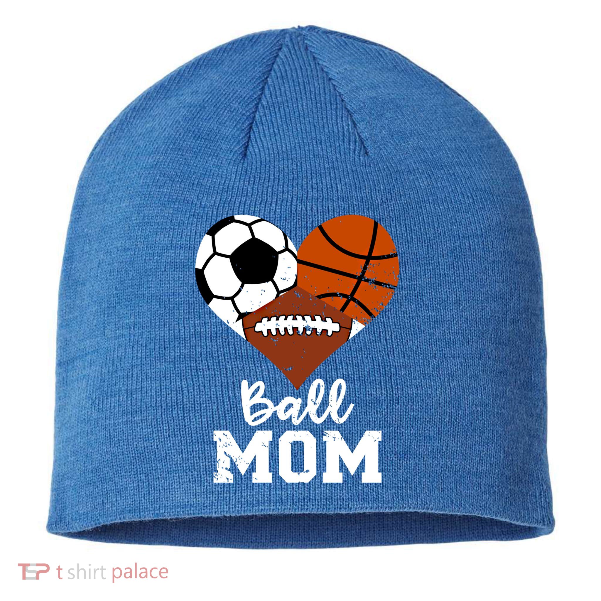 Ball Mom Funny Basketball Football Soccer Mom Gift Sustainable Beanie