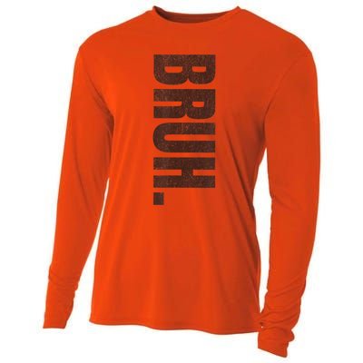 Bruh Meme Funny Saying Brother Greeting Teens Funny Cooling Performance Long Sleeve Crew