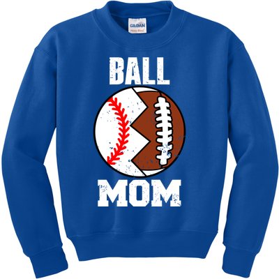 Ball Mom Funny Football Baseball Player Mom Cute Gift Kids Sweatshirt