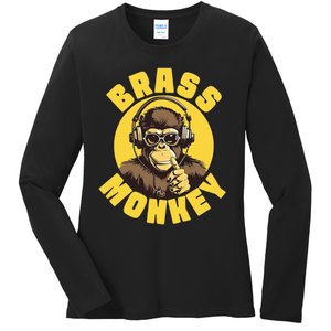 Brass Monkey Funny Cool Music Ladies Long Sleeve Shirt