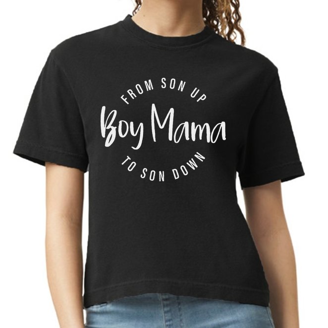 Boy Mama From Son Up To Son Down Funny Mom Of Boy Mom Life Comfort Colors Boxy T-Shirt