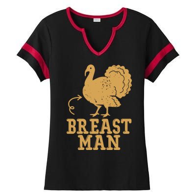 Breast Man Funny Turkey Thanksgiving Ladies Halftime Notch Neck Tee