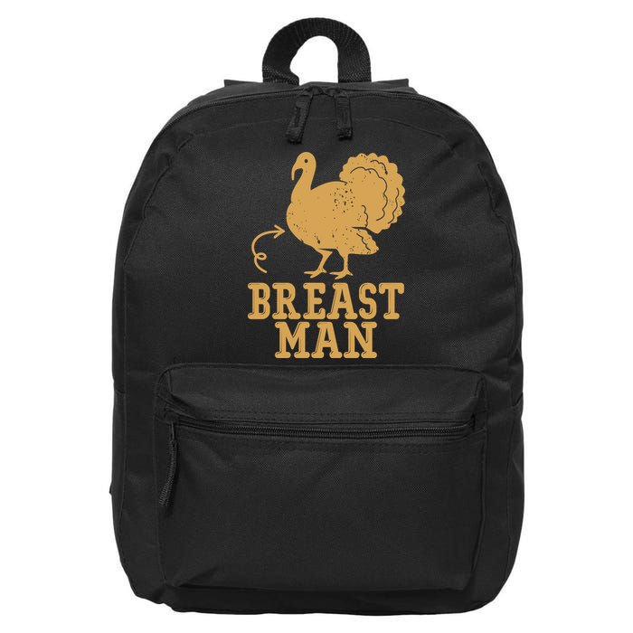 Breast Man Funny Turkey Thanksgiving 16 in Basic Backpack