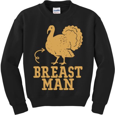 Breast Man Funny Turkey Thanksgiving Kids Sweatshirt