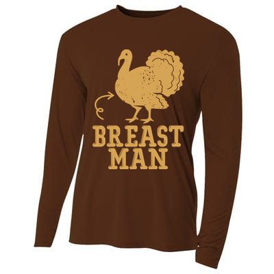 Breast Man Funny Turkey Thanksgiving Cooling Performance Long Sleeve Crew