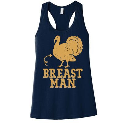 Breast Man Funny Turkey Thanksgiving Women's Racerback Tank