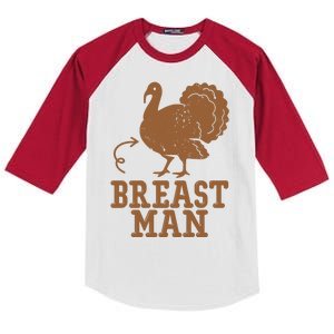 Breast Man Funny Turkey Thanksgiving Kids Colorblock Raglan Jersey