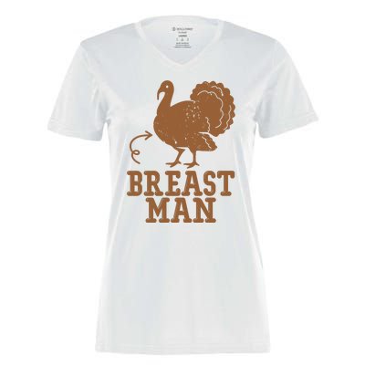 Breast Man Funny Turkey Thanksgiving Women's Momentum V-Neck T-Shirt