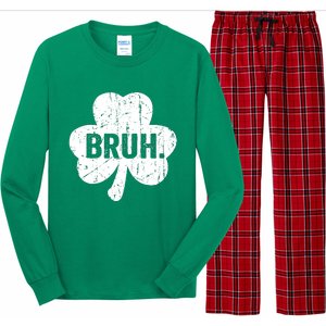 Bruh Meme Funny Saying Bro Greeting Teen Boy St Patricks Day Long Sleeve Pajama Set