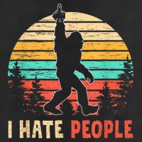 Bigfoot Middle Finger I Hate People Abduction Sasquatch 7 Panel Mesh Trucker Snapback Hat