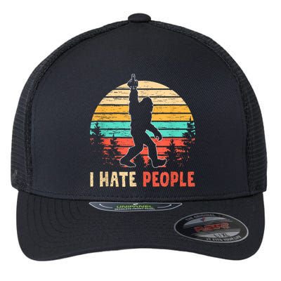 Bigfoot Middle Finger I Hate People Abduction Sasquatch Flexfit Unipanel Trucker Cap