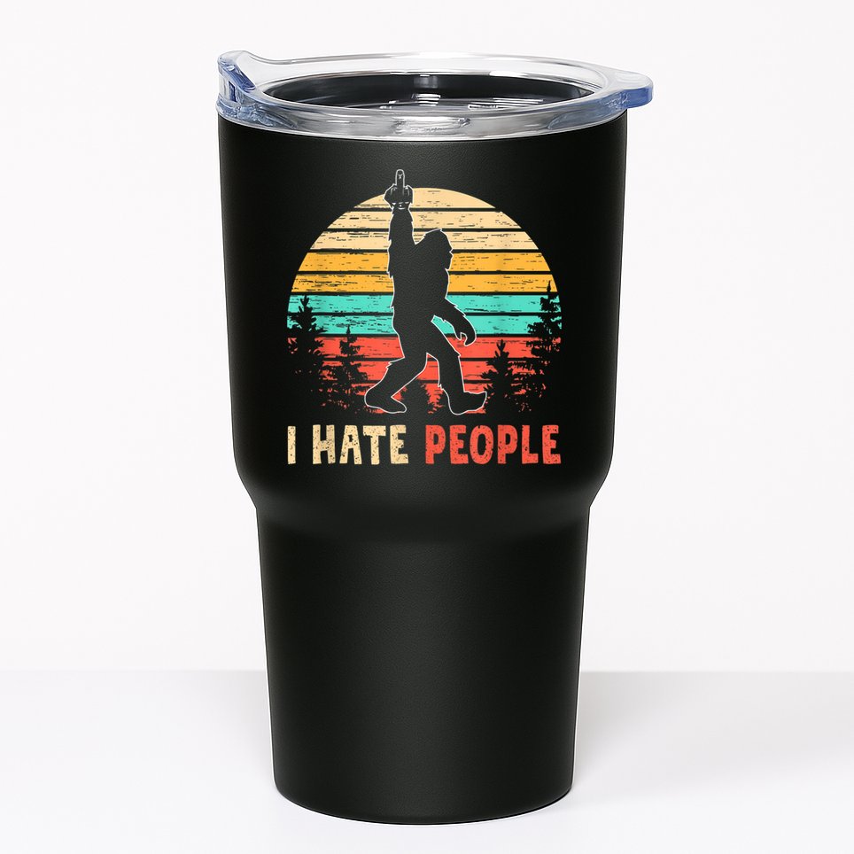 Bigfoot Middle Finger I Hate People Abduction Sasquatch Tumbler