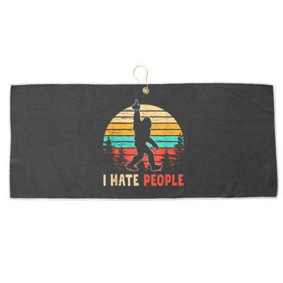 Bigfoot Middle Finger I Hate People Abduction Sasquatch Large Microfiber Waffle Golf Towel