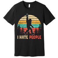 Bigfoot Middle Finger I Hate People Abduction Sasquatch Premium T-Shirt