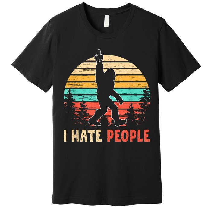 Bigfoot Middle Finger I Hate People Abduction Sasquatch Premium T-Shirt