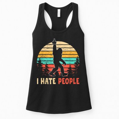 Bigfoot Middle Finger I Hate People Abduction Sasquatch Womens Tank Top