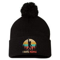 Bigfoot Middle Finger I Hate People Abduction Sasquatch Pom Pom 12in Knit Beanie