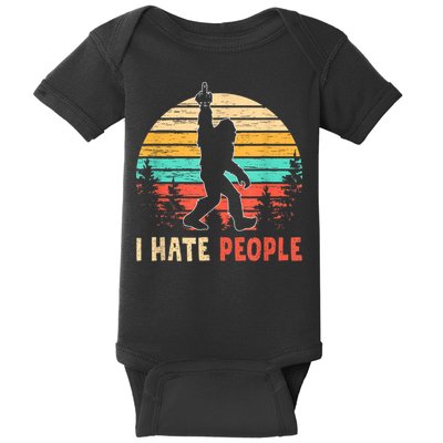 Bigfoot Middle Finger I Hate People Abduction Sasquatch Baby Bodysuit