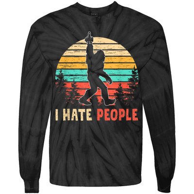 Bigfoot Middle Finger I Hate People Abduction Sasquatch Tie-Dye Long Sleeve Shirt