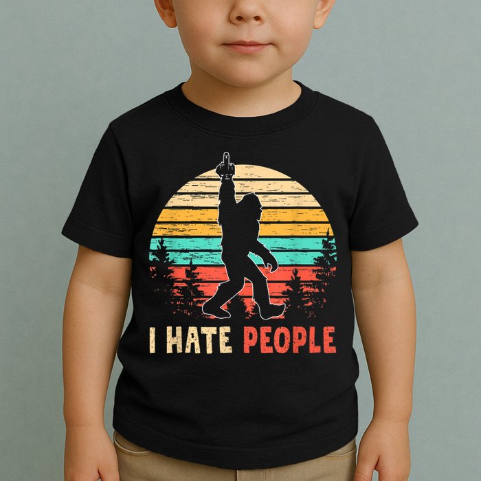 Bigfoot Middle Finger I Hate People Abduction Sasquatch Toddler T-Shirt