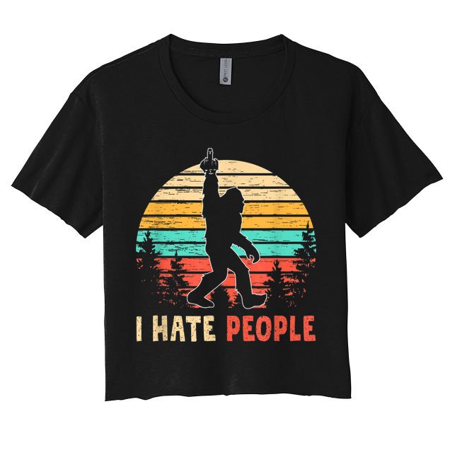 Bigfoot Middle Finger I Hate People Abduction Sasquatch Crop Top