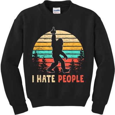 Bigfoot Middle Finger I Hate People Abduction Sasquatch Kids Sweatshirt