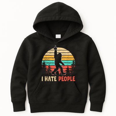 Bigfoot Middle Finger I Hate People Abduction Sasquatch Kids Hoodie