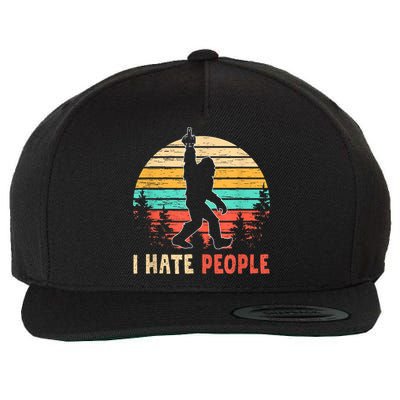 Bigfoot Middle Finger I Hate People Abduction Sasquatch Wool Snapback Cap