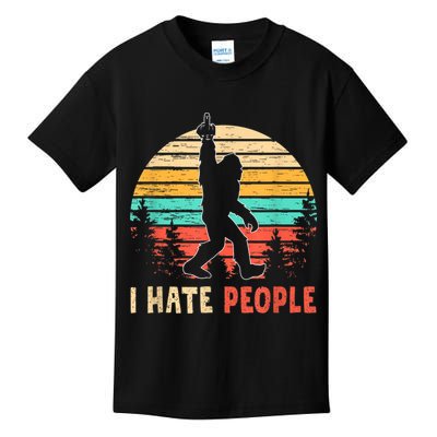 Bigfoot Middle Finger I Hate People Abduction Sasquatch Kids T-Shirt