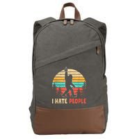 Bigfoot Middle Finger I Hate People Abduction Sasquatch Cotton Canvas Backpack
