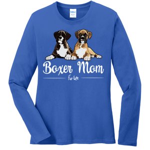 Boxer Mom Fur Life Design Ladies Long Sleeve Shirt