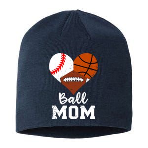 Ball Mom Funny Baseball Football Basketball Mom Sustainable Beanie