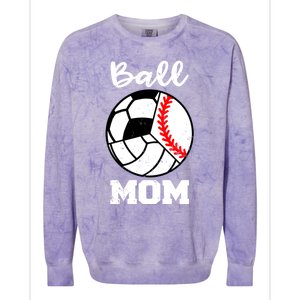 Ball Mom Funny Baseball Volleyball Soccer Mom Cute Gift Colorblast Crewneck Sweatshirt