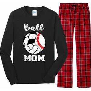 Ball Mom Funny Baseball Volleyball Soccer Mom Cute Gift Long Sleeve Pajama Set