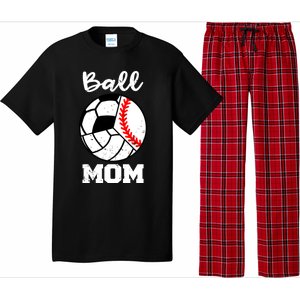 Ball Mom Funny Baseball Volleyball Soccer Mom Cute Gift Pajama Set